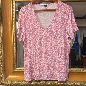 Old Navy Luxe Pink Floral Tee - Size L